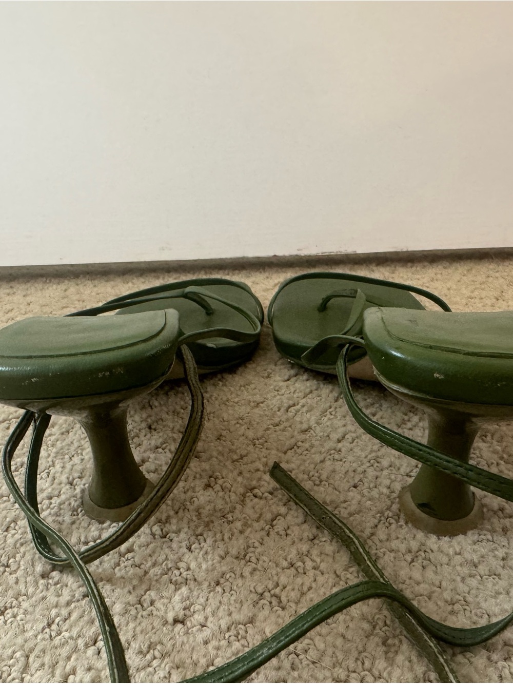 Jeffrey Campbell Olive Green Strappy Square-Toe Sandals - Picture 5 of 7